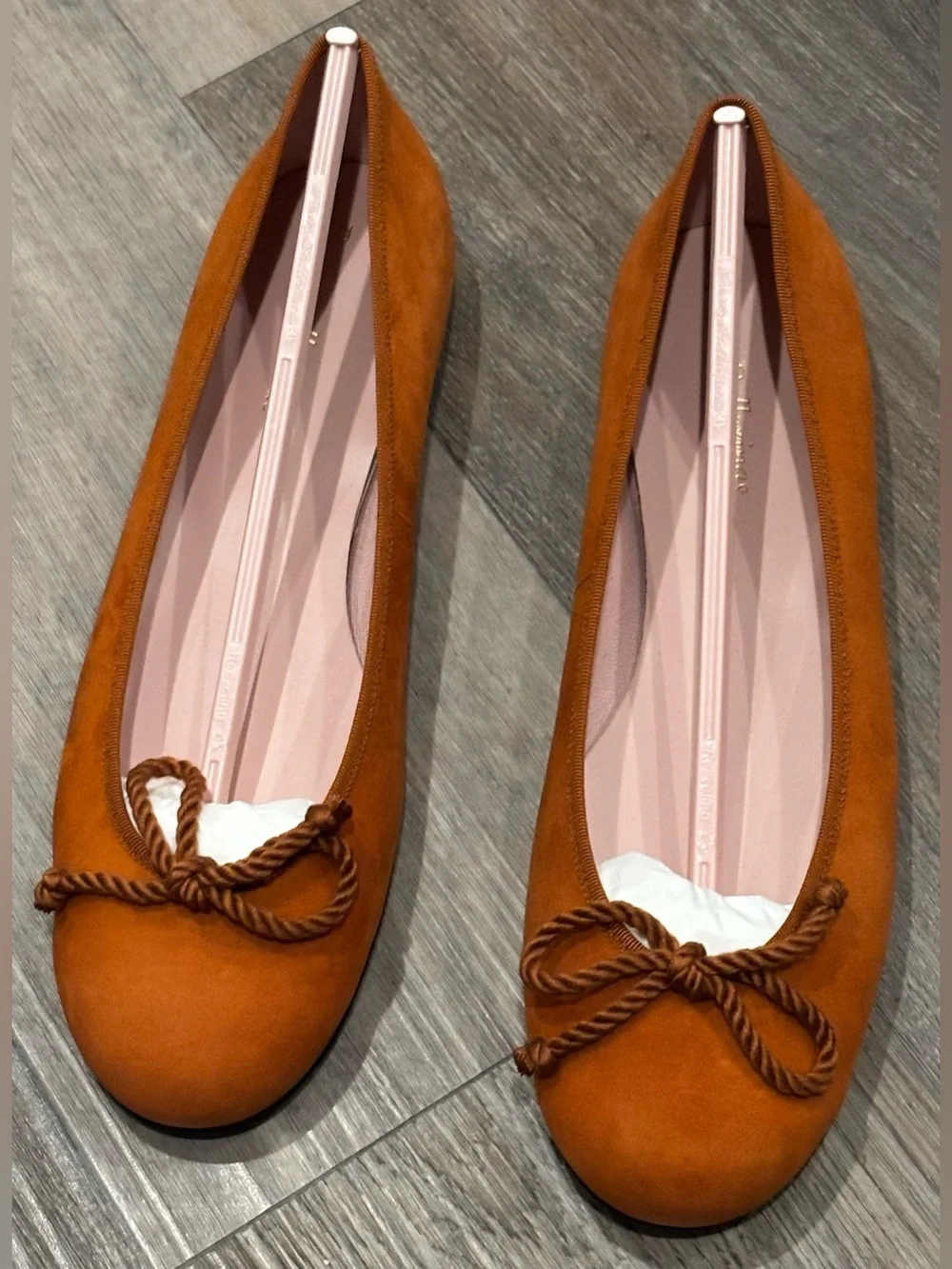 NIB Pretty Ballerinas Rosario Suede Ballerina Flats Orange/burnt Oxide Size 12